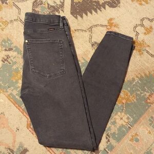 & denim Curve Love‎ High Rise Super Skinny Jean black distressed, inseam 27